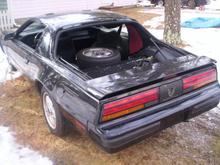 Firebird after vandalized.  Three windows were shot out by a pellet gun.