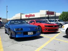Simply a family Reunion. My 92 RS by its son, the 2012 Camaro SS