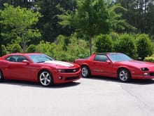 My iroc parked next to a new 5th gen.