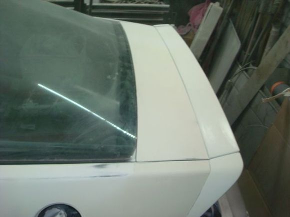 Hatch and spoiler hand blocked and ready for high build.