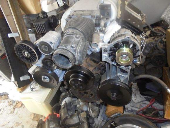 A little closer in rounding up pieces for the mock up engine. With no engine or trans in the car when I bought it I've had to chase down a bunch of stuff.