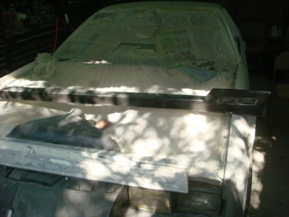 Passenger side ground effect off the parts car sanded.