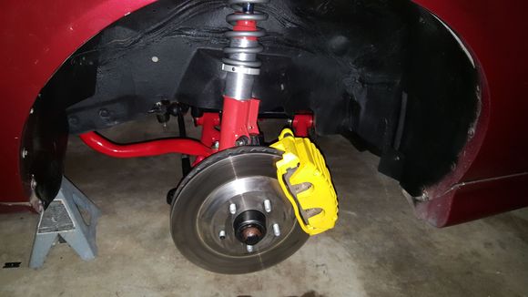 If you haven't got the C5 corvette brake setup from bigbrakeupgrade@gmail.com you should fits great now its on to the other side