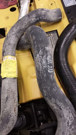 Since this car didn't have its original hoses or clamps I had to dig some up. I do have a nice set of low mile 92 hoses but they are dated way after car was built. Can't have that, so I broke out a set of nos hoses.