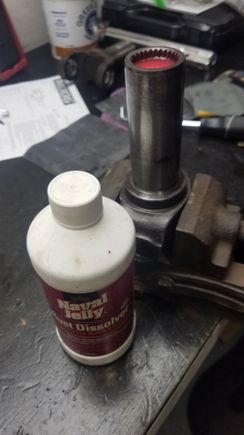 Jaws on vice tightened only enough to keep the yoke from falling out.  Two of these treatments did the trick!
