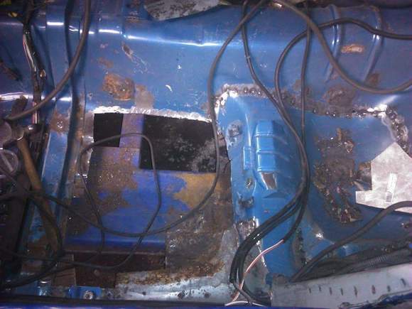 Rear seat pan welded in place. Still needs foot area installed