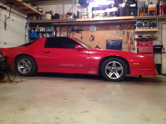 1987 iroc lowered 1.6" in front and 1.3" in rear using eibach sportline kit