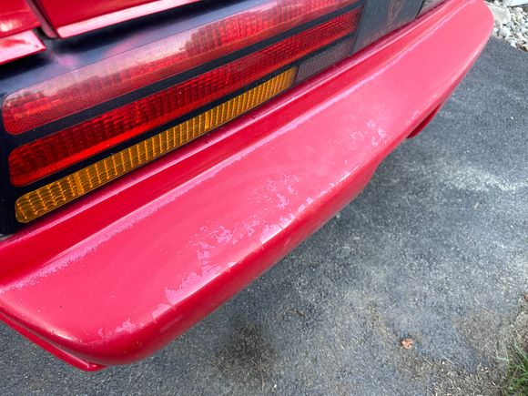 Damaged paint on rear bumper