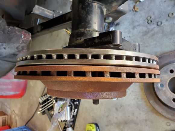 new LT1 rotor on inside, old 89 pbr rotor on outside