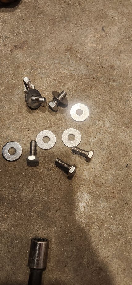 When i took the gas tank out it only had 3 of the 6 bolts holding it up. Instead of mox matching i bought new stainless bolts and washers for it. The factory thread for these is M8x1.25