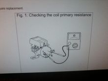 Primary Resistance Testing, + & - terminals on coil, ohm meter range 200.