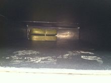 view of storage under the platfrom when raised up.  Put a floor layer down for saving knees when crawling around. Grabbed a little jump seat for a boat or something... Fits well and will make a good place to chill when the platform is down.