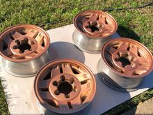 I was going to polish them and paint the bronze accents but my lack of the proper tools to match my lack of patience dictated I just spray them. 