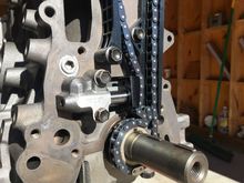 note the keyway on the lower timing sprocket