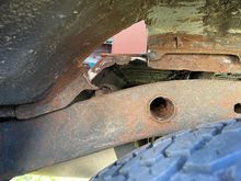Hole in the wheelwell to patch. I’m happy to see the frame looks good under the goo and dirt.