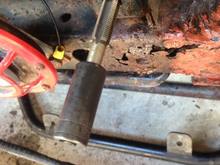 Tapping the hole - drivers side