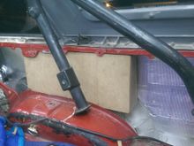 Box in place resting on the fender well....had to cut out the two supports to even get it in there