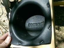 cut out a 3/4" MDF "Ring" to mount to the back of the door.  BOOMMAT speaker baffle stapled to the front