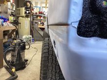 Bedside seams cleaned of caulking.