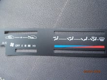 note the tri-colors (vs the oem single color) and the addition of the "a/c", and the "heat/defrost" blend setting
