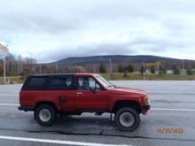 rest area in vt, early on the 1st day..note the road tires and american racing aluminums