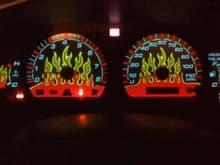 My cool, electro luminescent dash cluster mod $12 off of e-bay because they messed up the fuel gauge, says &quot;F&quot; at top and &quot;C&quot; and bottom instead of &quot;E&quot; so full and cold insted of full and empty fine with me, if you run out of gas the engine is going to be cold, saved $155 over retail
