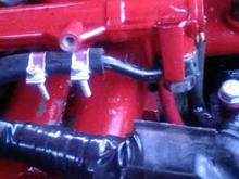 Image of the cheap bypass / hack job instead of the $180 stealership new upper fuel line from the filter to the fuel rail