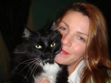 My girl Lisse' and her dearly,recently departed Kitty. &quot;Harley&quot;.