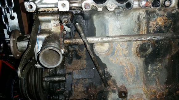 right here is where I had steam shooting out of the head gasket.