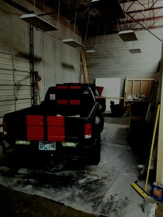 back work area with shop lights on before....pretty darn dark
