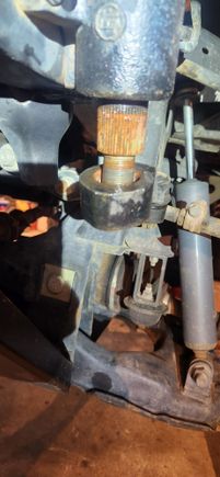 I first tried my 3 jaws regular puller. Not suprised it didnt budge. Being on the steering box, don't wanna ise heat or just beat it with hammer. My friends jeep i had to put a slit in it. I stopped just shy of cutting all the way through and put a fitting wedge into it and it fell off. But that was last case scenario.
To my amazement i picked up a pitman arm puller for $20. I cranked it as much as i thought it could stand and then just gave repeated light taps for about a minite.