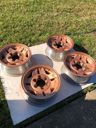I was going to polish them and paint the bronze accents but my lack of the proper tools to match my lack of patience dictated I just spray them. 