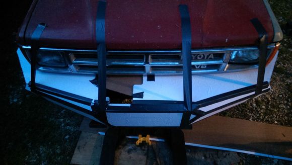 cutout is for the Warn 8274 to stick up through the bumper.  Hopefully I won't have to cut the grille, or at least that's the current plan