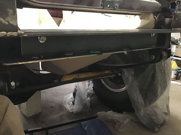 Here’s the front view of the mount with the two upper bolts installed into the OEM capture nuts on the front cross member. 