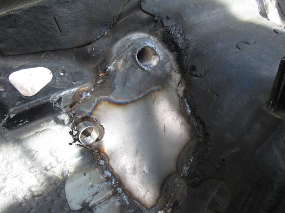  All but closed up now. The approach angle and shape was  weird around the lower hole that I needed a second crack at it.