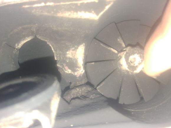 Radial play, measured at tip of vane at 9 o'clock. Touching , zero clearance!