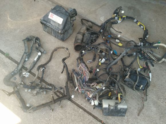 This is basically all of the wiring from the entire '97 T100  (ECU not pictured)