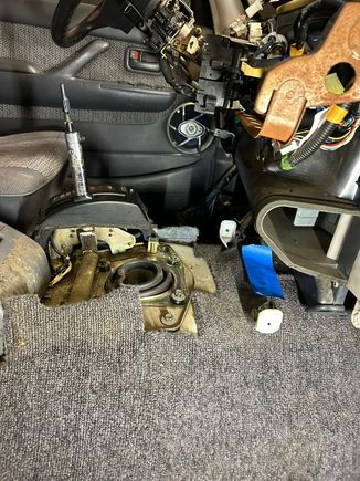 blue tape on floor is where the shifter mount is lining up currently