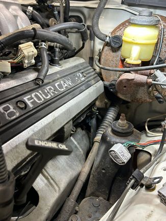 driver side to firewall/master cylinder.