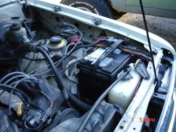 Battery relocation. Made a home made box for it to sit in.