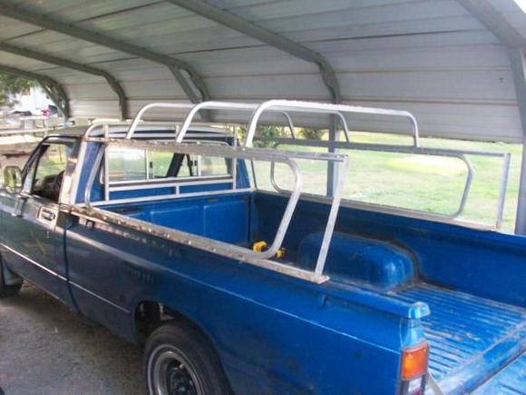 skinned shell sitting on truck for mock-up trying to decide to stretch the front or rear or both....to fit the bed.