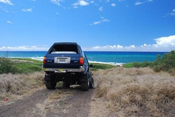 divin nose first over a ridge on the trail