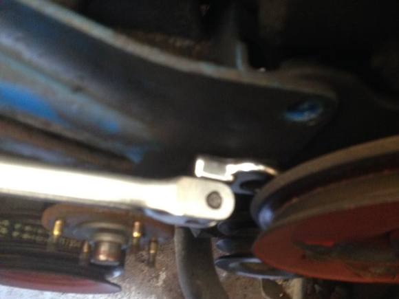 Got to use the crow foot
But the bolt hit the pulley
That was NOT the way to take it apart