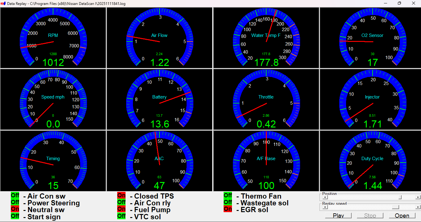 MAF plugged in readings while feathering the throttle to keep engine spinning. 